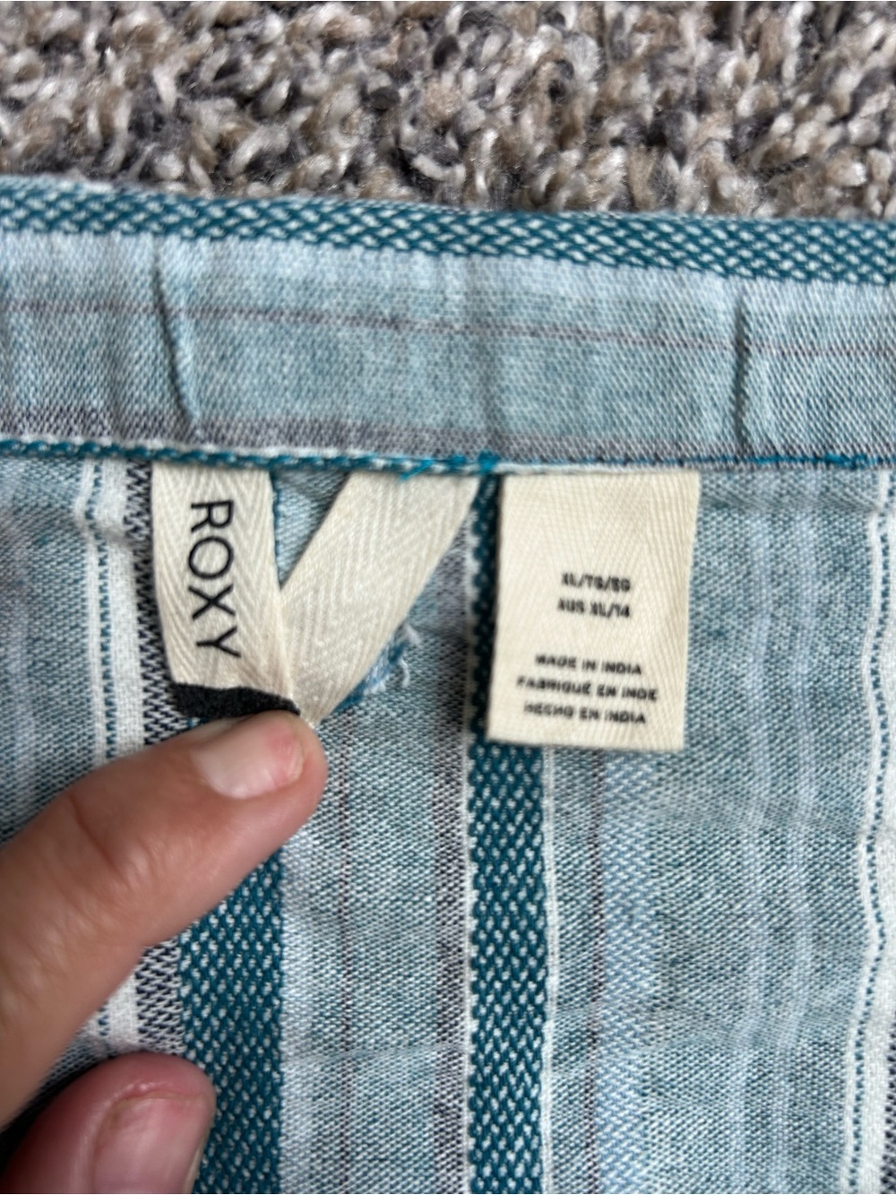 Roxy Sweeter Dreams Aqua Blue Striped 100% Cotton Summer Dress size XL - Picture 9 of 11
